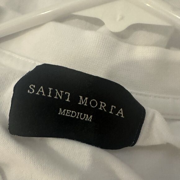 SAINT MORTA logo Zeus Boxy T-shirt White Black Graphic Print Men’s Medium - Picture 7 of 7